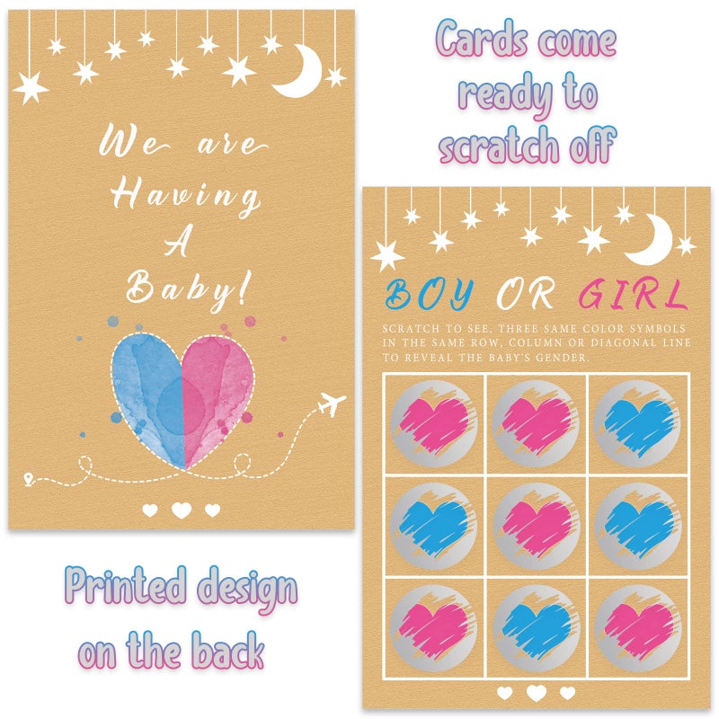 Senfaro Its a Girl Tic Tac Toe Board Gender Reveal Scratch Off Scratcher Lottery Tickets Cards Double Sided Gender Announcement Cards Family Friends Baby Shower Game 25 Pack - Image 3